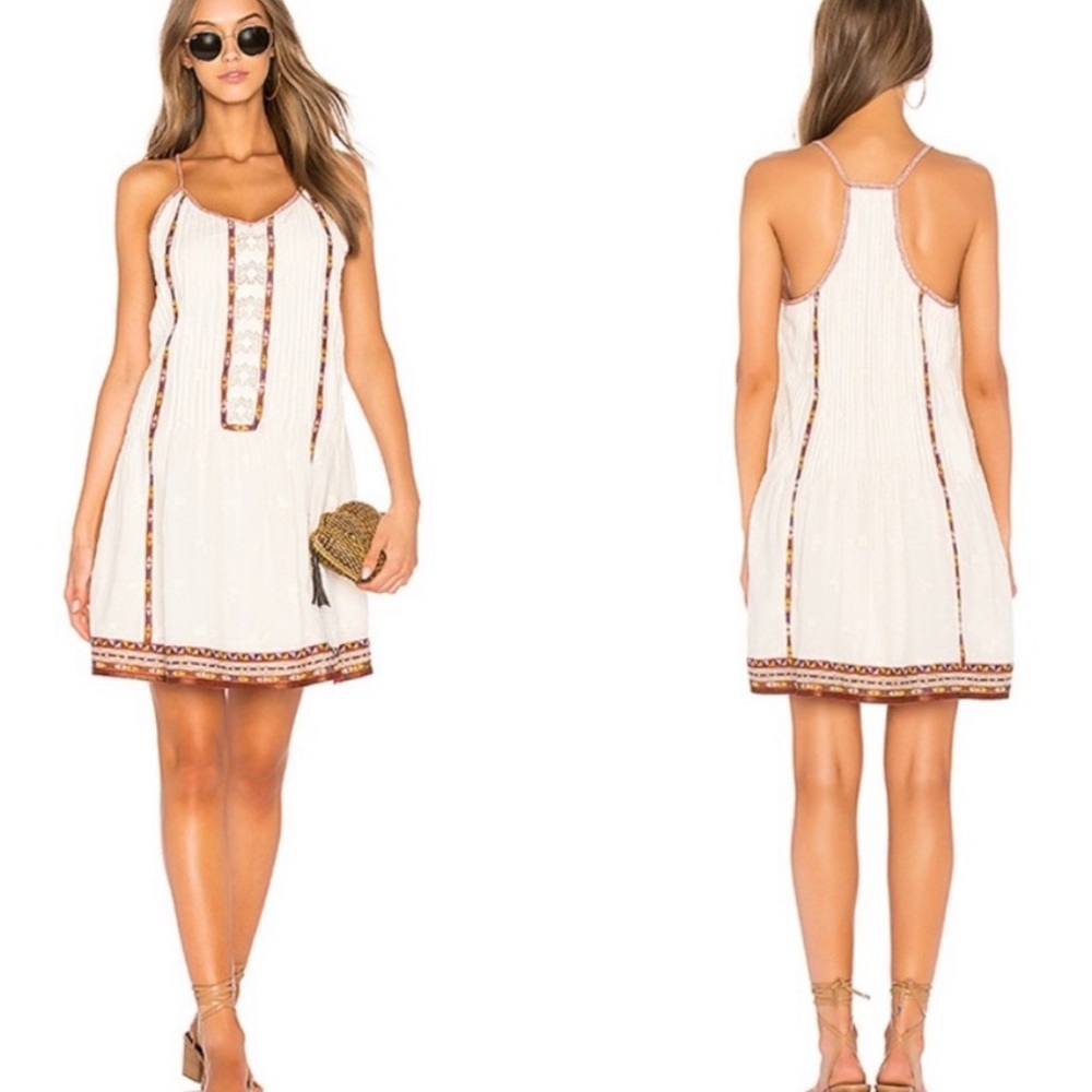 JOIE x Revolve Horlane Cream Embroidered Racerback Slip Mini Dress - M